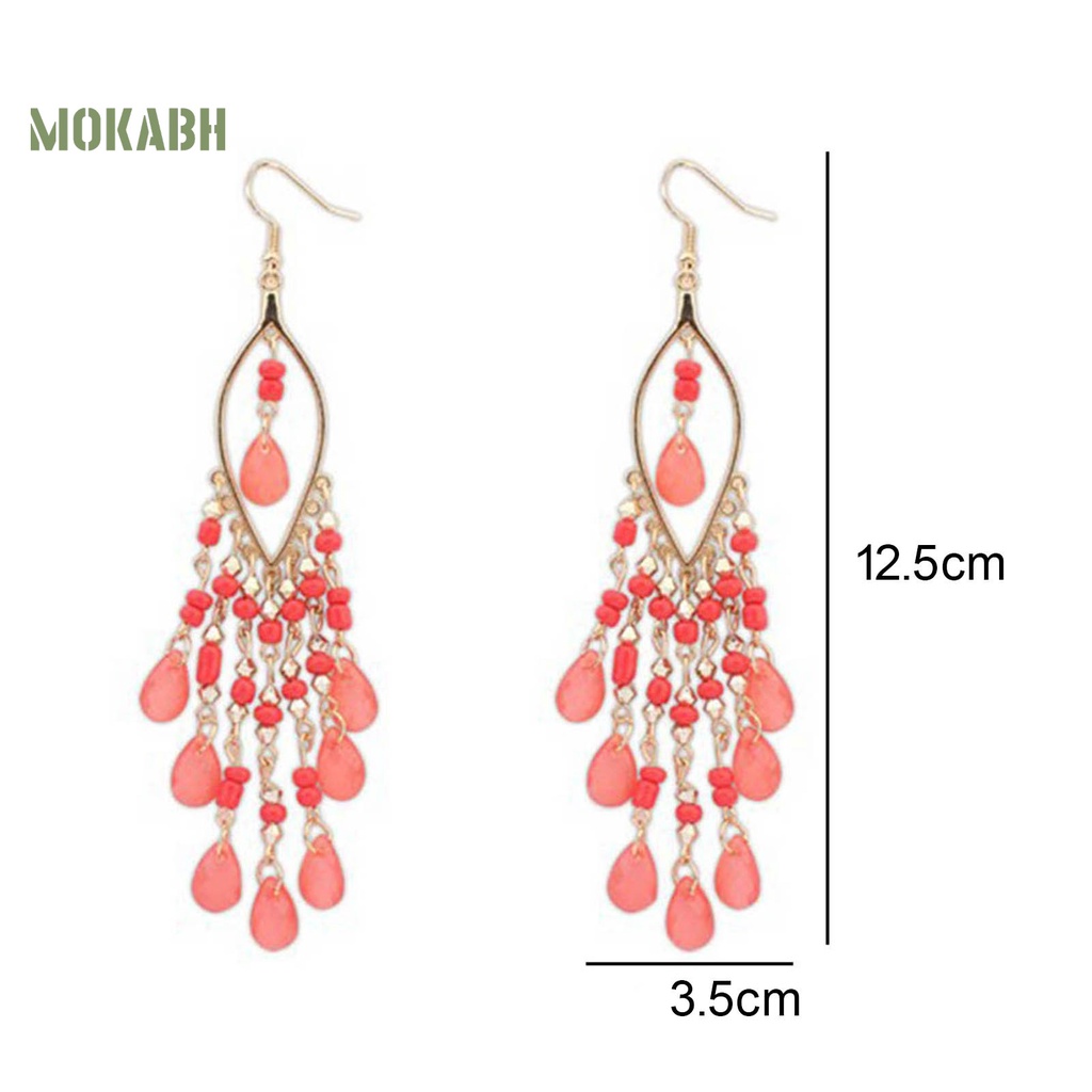 Abh Bông Tai Dạng Móc Đính Đá Và Tua Rua Theo Phong Cách Bohemian