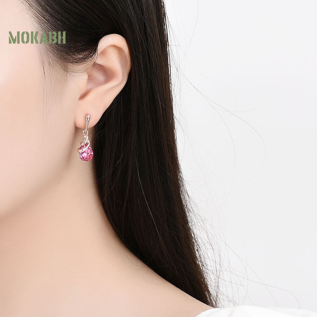 1 Bộ Vòng cổ + Bông Tai Đính Đá Hình Giọt Nước Kiểu Dáng Sang Trọng