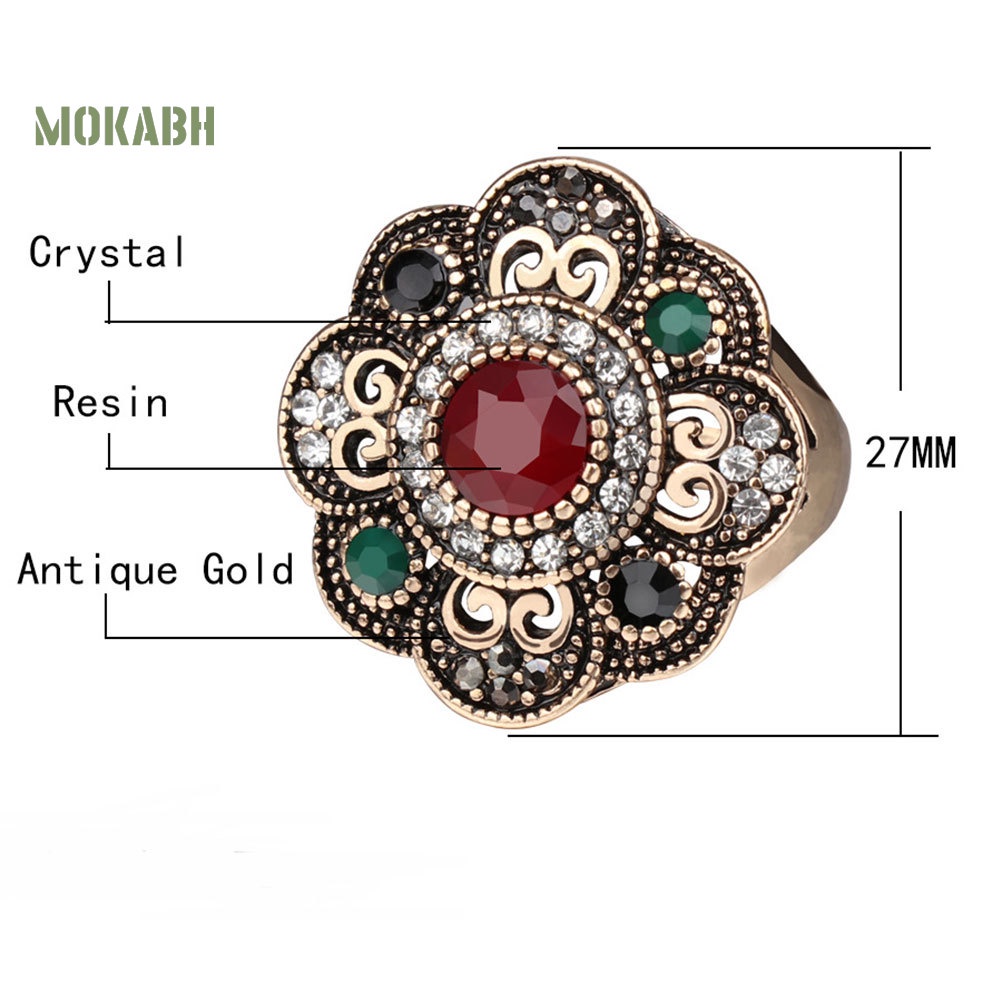 Nhẫn Hình Hoa Rỗng Đính Đá Phong Cách Vintage Cho Nữ