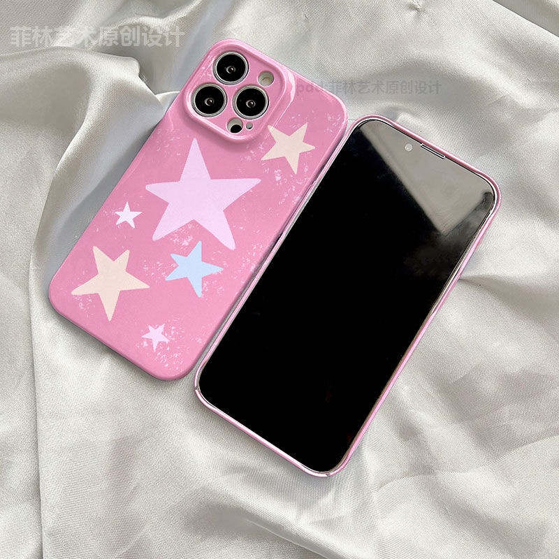 Ốp Điện Thoại Màu Hồng Họa Tiết Ngôi Sao Nữ Tính Cho Apple iPhone 11Pro R8T0 13Pro14