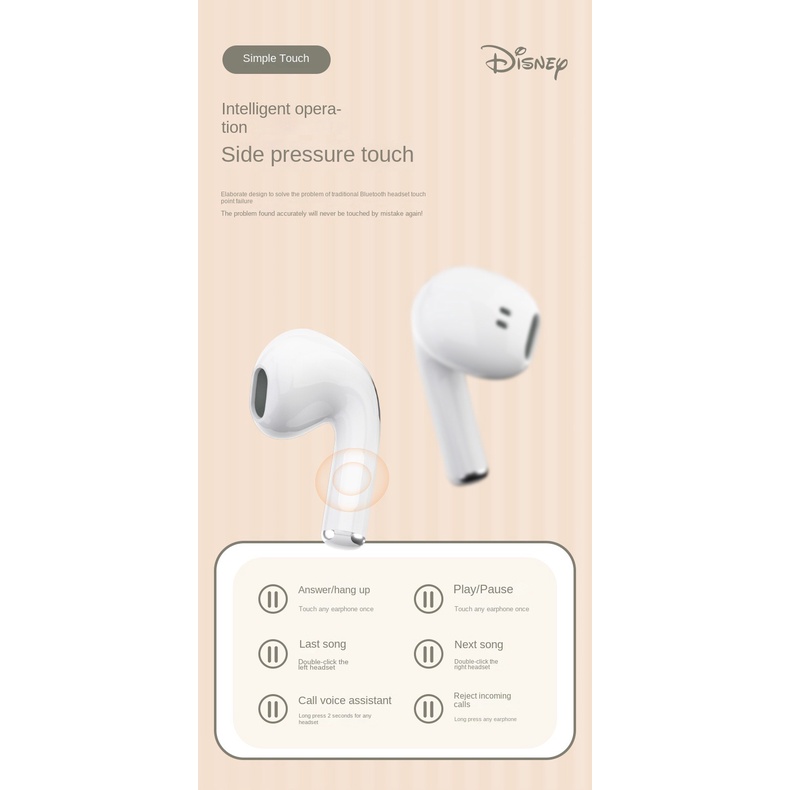 Tai Nghe Bluetooth Không Dây Xoay Tròn Thông Minh NUOWA Disney TWS