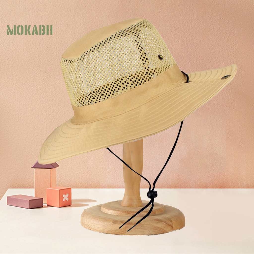 [Mok Abh] Mũ Tai Bèo Vành Rộng Thoáng Khí Chống Gió Có Dây Đeo Chống Nắng Gấp Lại Được Dùng Khi Đi Leo Nú