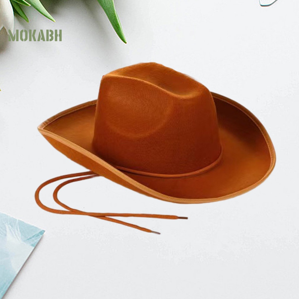 [Mok Abh] Mũ Vành Rộng Màu Trơn Chống Gió Điều Chỉnh Được Thời Trang Phương Tây Cowgirl Jazz