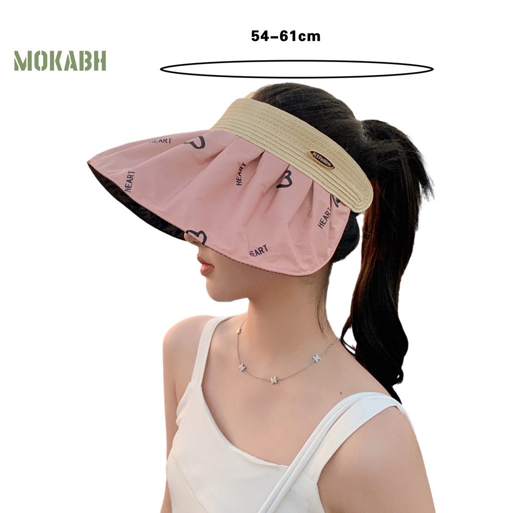 Nón Rộng Vành Hở Chóp Họa Tiết Trái Tim Thời Trang Mùa Hè