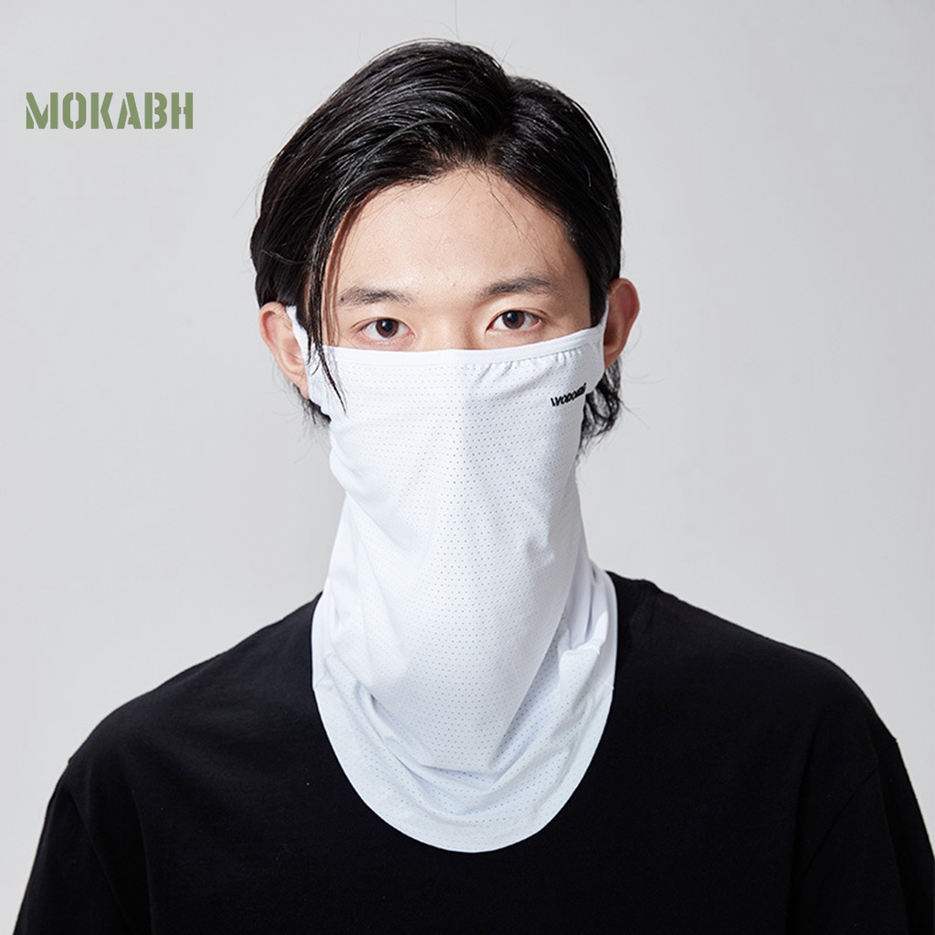 Khăn Quàng Cổ Chống Nắng Bằng Lụa Lạnh Màu Trơn Thêu Chữ Bảo Vệ Tai