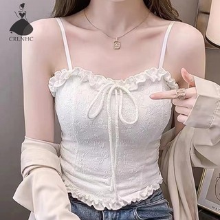  Áo Hai Dây Phối Ren Có Mút Đệm Ngực Màu Trơn Thời Trang Mùa Hè Quyến Rũ Cho Nữ 