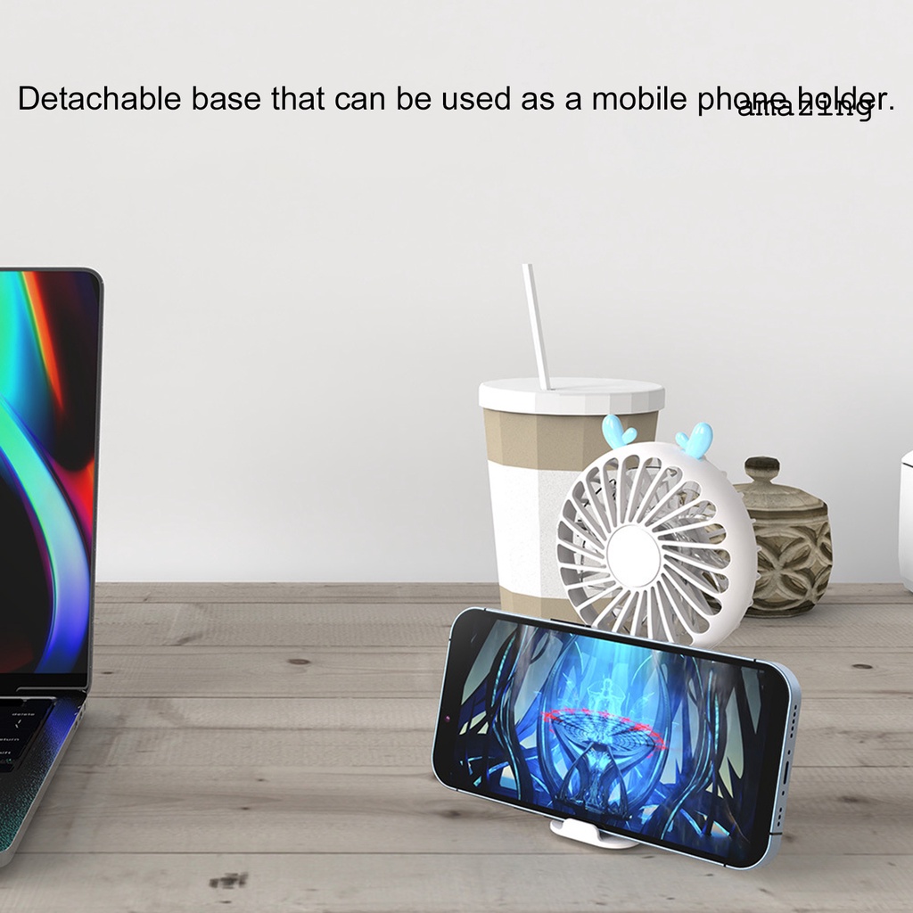 Quạt Làm Mát Mini Cầm Tay 3 Tốc Độ Tiếng Ồn Thấp Có Thể Điều Chỉnh Sạc Lại Bằng Cổng USB