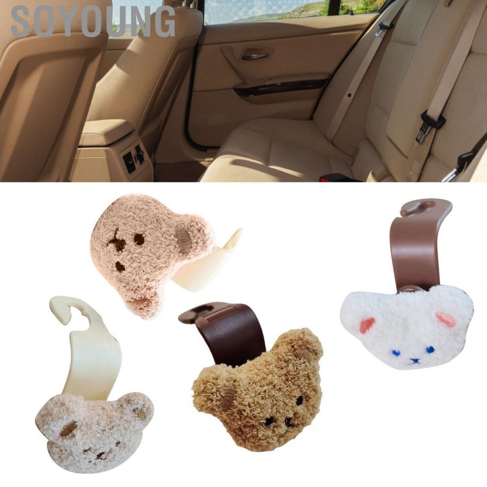 Soyoung Car Purse Hook  Easy Mounting Cute Little Bear Style Headrest Rounded Edges for Water Bottles