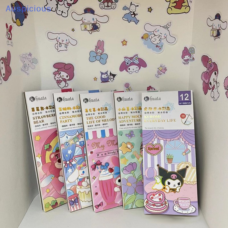 [AuspiciousV] Hình Vẽ Hoạt Hình Anime Kuromi Come with Tô Màu Nước Kawaii