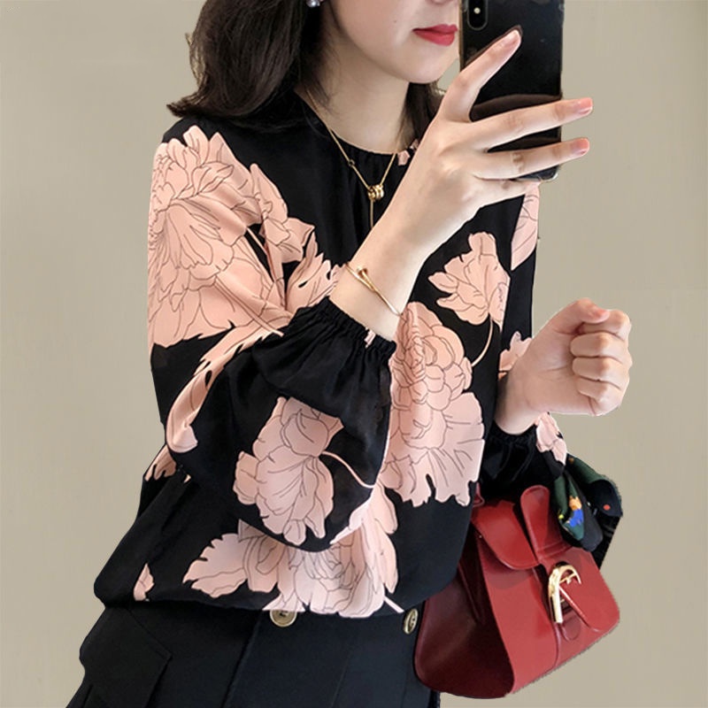 Áo Sơ Mi Chiffon Tay Dài In Họa Tiết Phong Cách Mới Mùa Hè Dễ Phối Đồ Cho Nữ