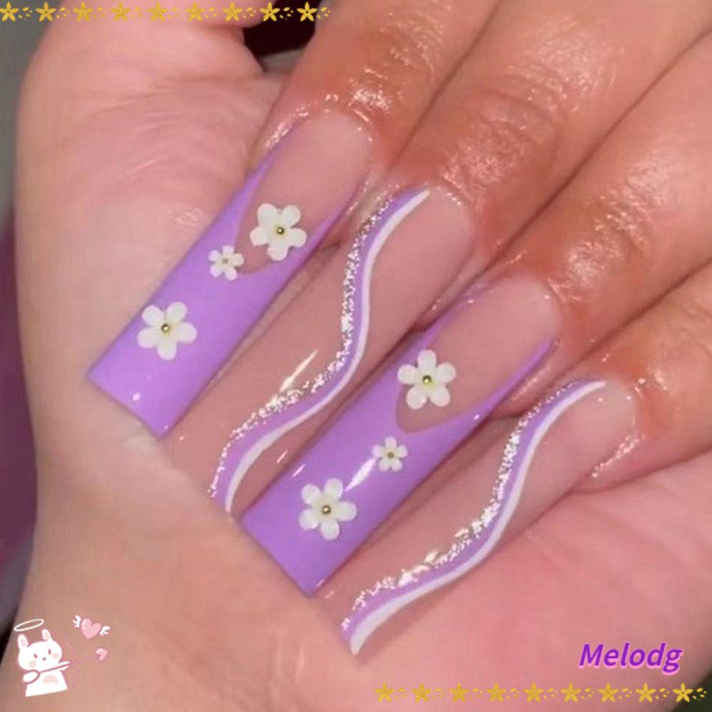 MELODG Hộp 24 Móng Tay Giả Hình Bướm Đính Đá Trang Trí Toàn Diện