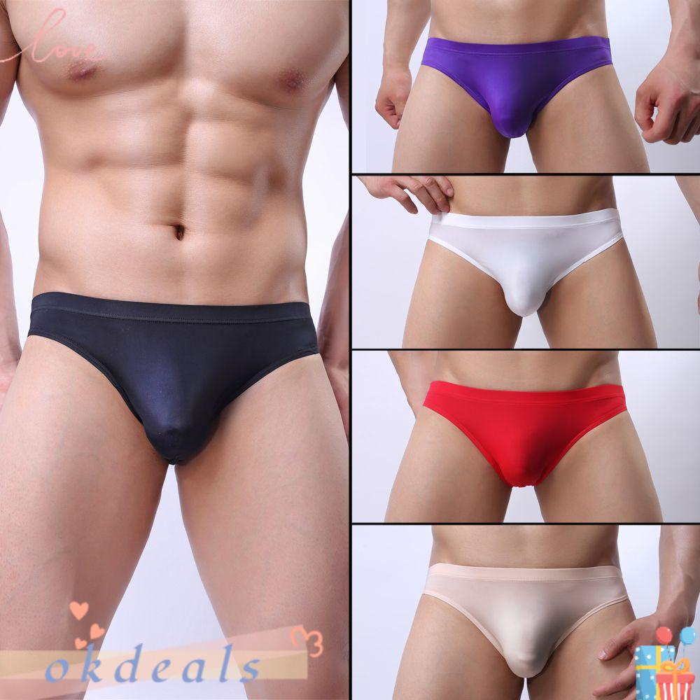 Quần Lót Lụa Lạnh Không Đường May Lưng Thấp Thoải Mái Cho Nam