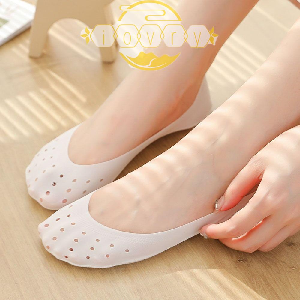 Vớ Thuyền Bằng Lụa Lạnh Phối Lưới Vô Hình Thoáng Khí Thoải Mái Chống Trượt Miệng Nông Cho Nữ