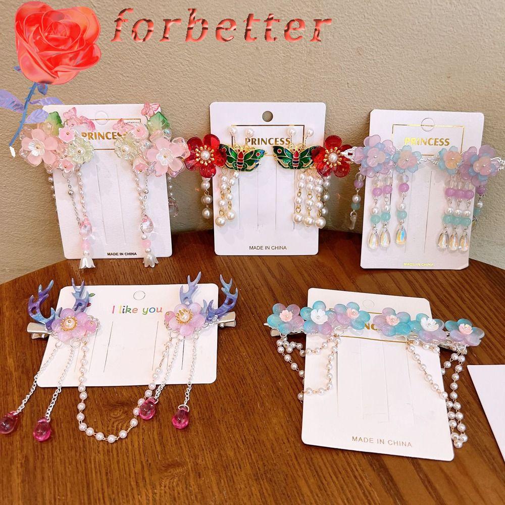 Kẹp Tóc Tua Rua Bằng Hợp Kim Hình Hoa / Bướm Dễ Thương Cho Bé Gái