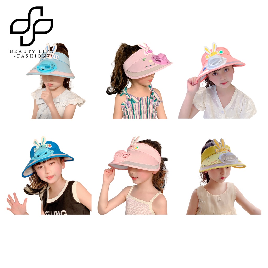 Mũ Lưỡi Trai Kèm Quạt Làm Mát Chống Tia UV Họa Tiết Hoạt Hình Dễ Thương Cho Bé