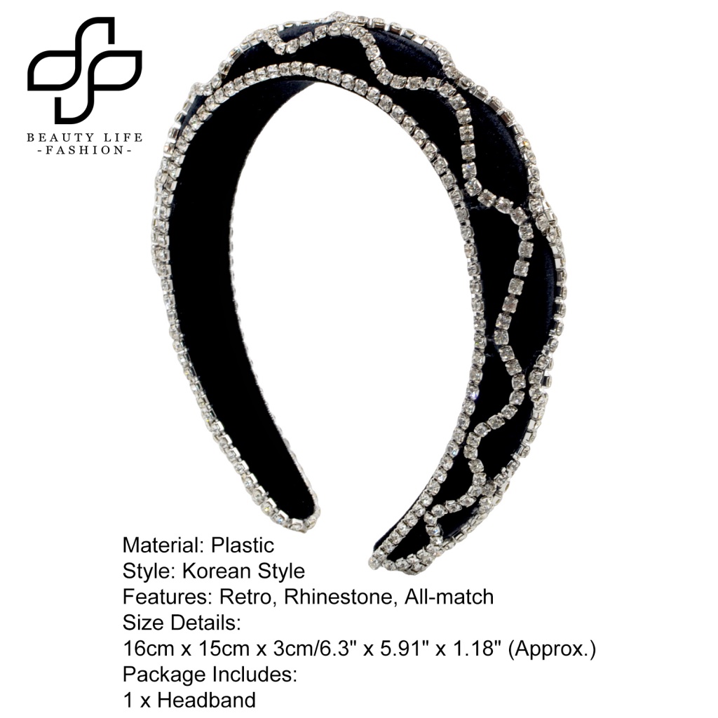 Băng Đô Cài Tóc Bản Rộng Đính Đá Phong Cách Baroque Cổ Điển