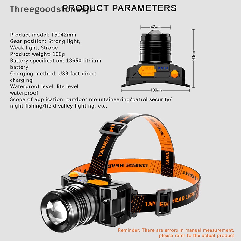 Đèn Pha LED TGS Siêu Sáng Chống Thấm Nước Sạc USB Tiện Dụng