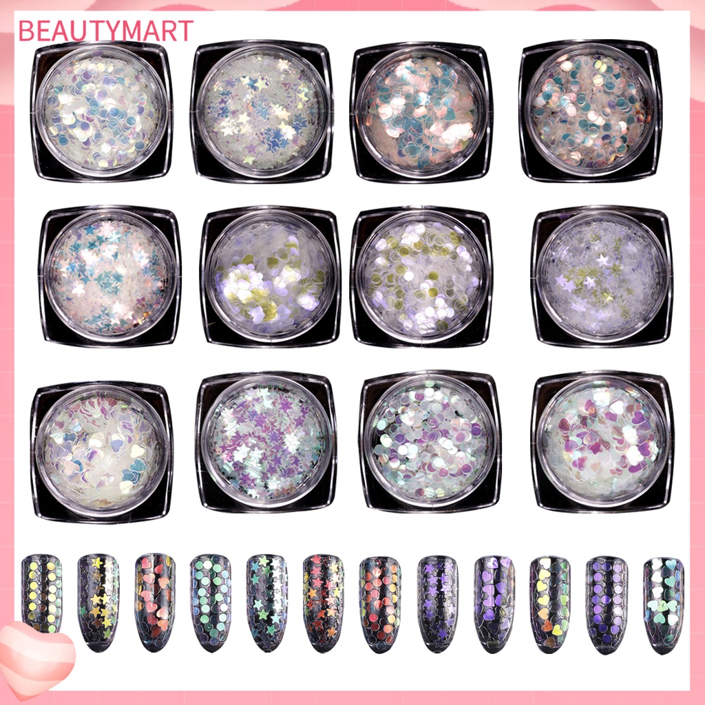 1 Hộp Kim Tuyến Lấp Lánh Hình Trái Tim Dùng Trang Trí Móng Tay Nghệ Thuật DIY