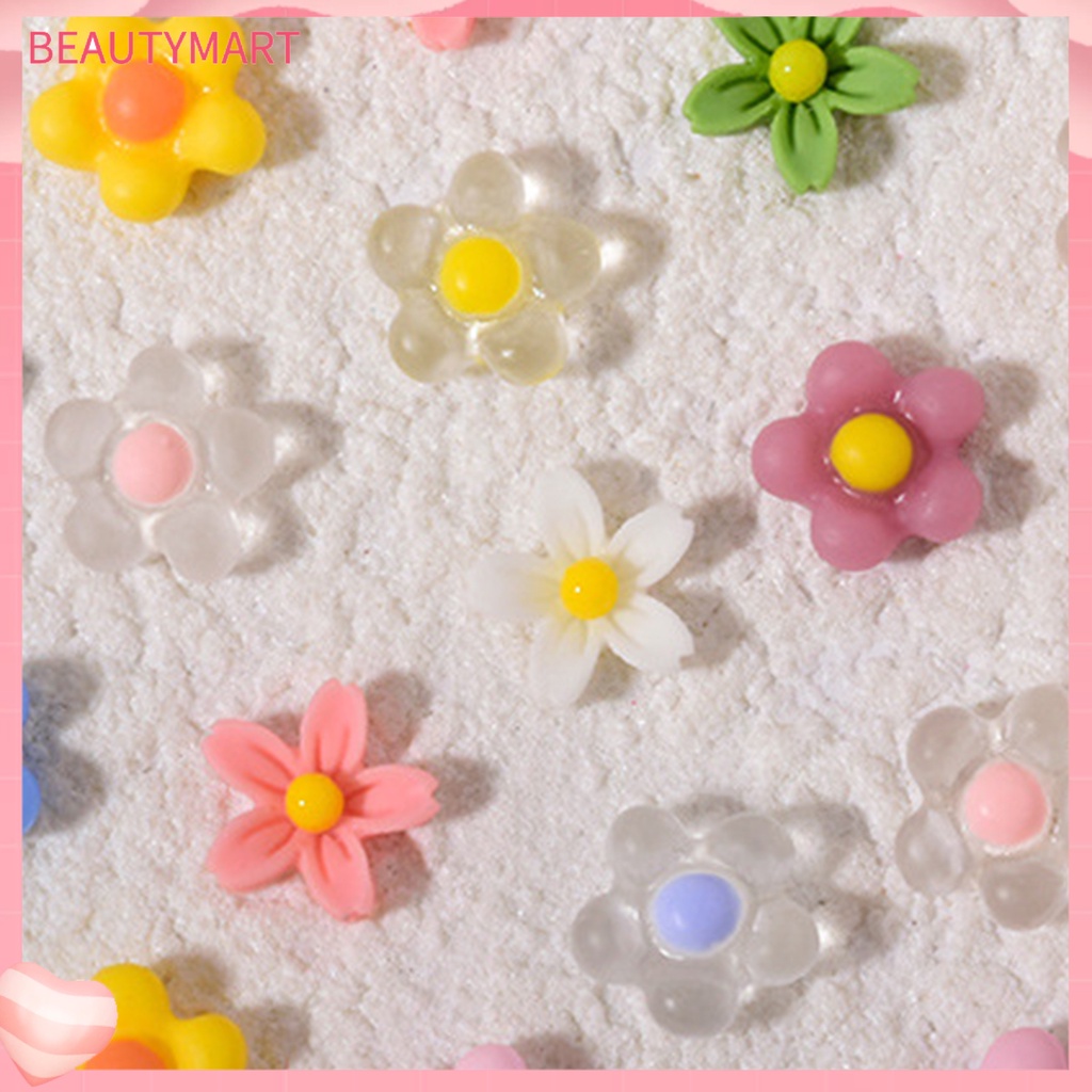 Bộ 50 Phụ Kiện Trang Trí Móng Tay Hình Bông Hoa 3D Mini Bằng Nhựa Resin Màu Sắc Tươi Sáng Chống Thấm Nước Dành Cho Bạn Nữ Charms