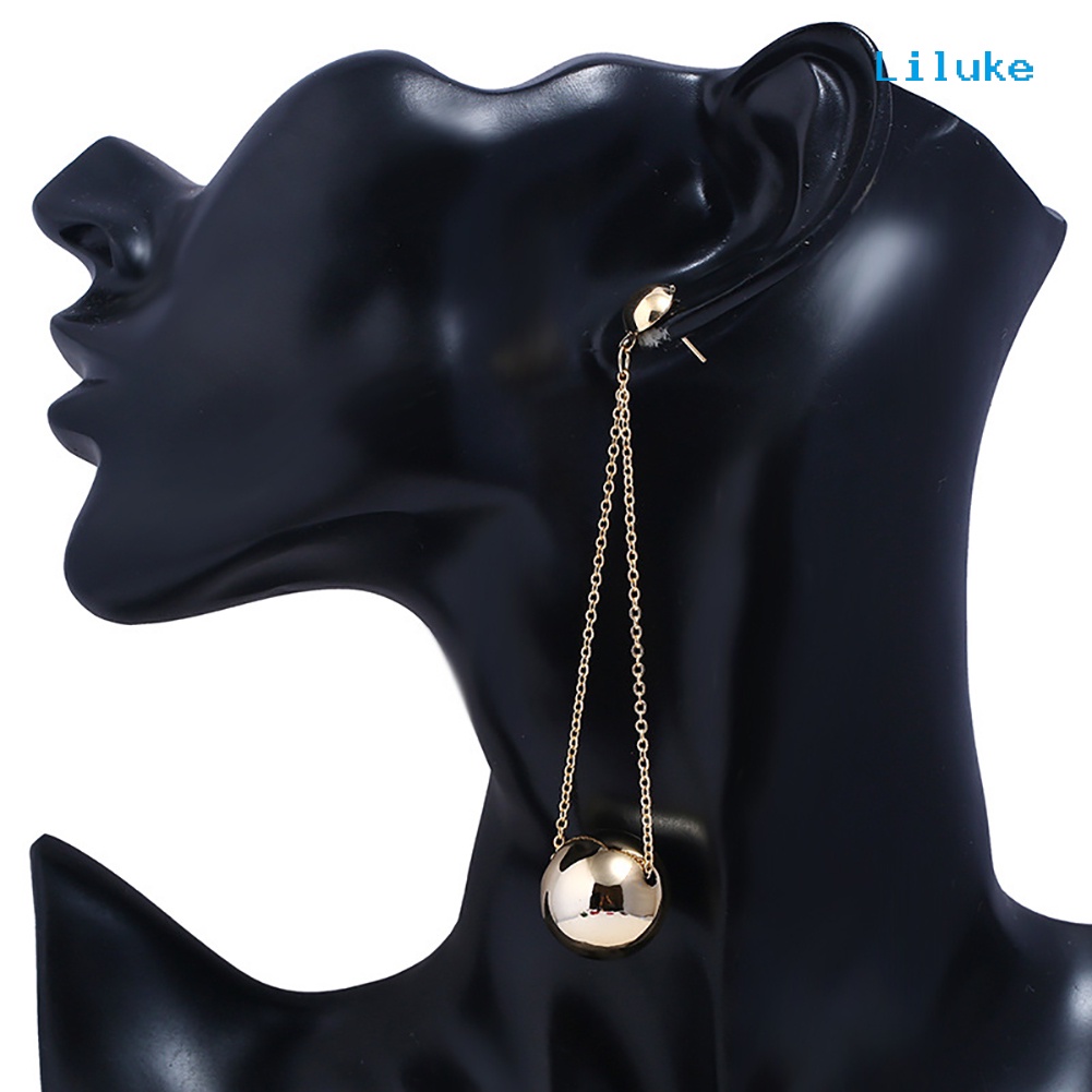 Bông Tai Dáng Dài Phối Mặt Hình Quả Cầu Đơn Giản Thời Trang