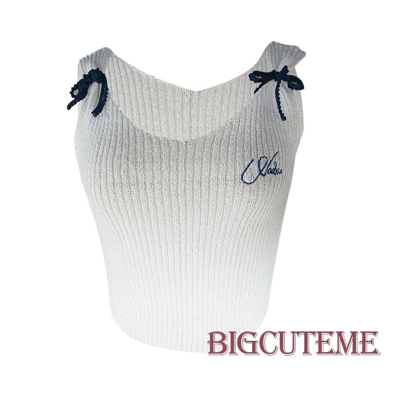 Áo Croptop Dệt Kim Không Tay Cắt Thấp Màu Sắc Tương Phản Thời Trang Mùa Hè Dành Cho Nữ