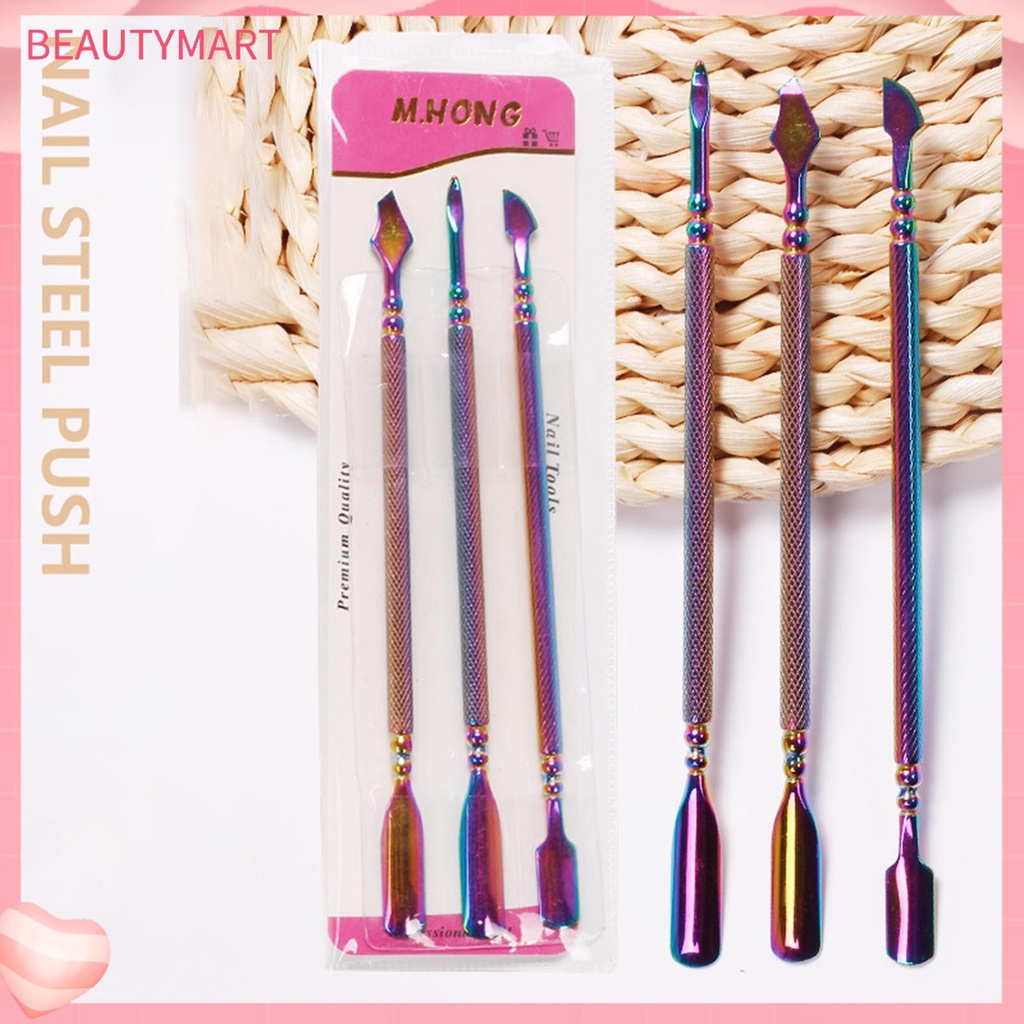 Bộ 3 Dụng Cụ Làm Móng Bằng Thép Không Gỉ Thiết Kế Hai Mặt Tiện Dụng