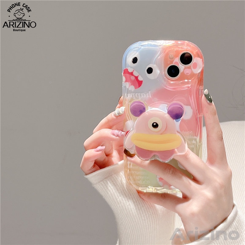 VIVO V27 V27E V25 V25E V23 V23E Y02 Y35 Y56 Y22 Y22S Y12 Y20 Y21 Y33S T1X Y30 Y15 Y15S Y15A Y16 Y12A Y72 Y11 Y21A Y50 Y20A Y91C V15 V20 Pro Ốp điện thoại silicon hình quái vật đầy màu sắc hoa văn kem