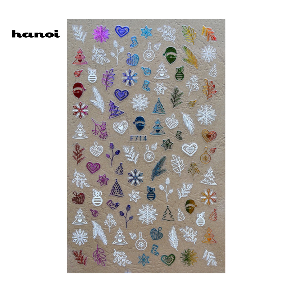 1 Tờ Miếng Dán Móng Tay 3D Chủ Đề Giáng Sinh Nhiều Màu Sắc An Toàn Nhỏ Gọn Dành Cho Nữ