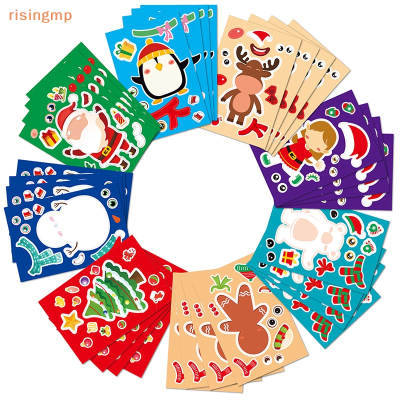 Bộ 24 Miếng Dán Xếp Hình Ông Già Noel / Người Tuyết Dùng Trang Trí Giáng Sinh DIY