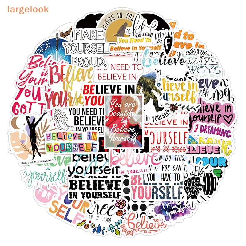 Set 50 Miếng Dán Kích Thước Lớn In Chữ Motivational Life Trang Trí Laptop / Phòng Học DIY