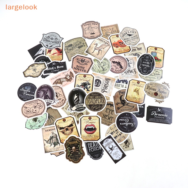 Bộ 50 Miếng Dán Họa Tiết Halloween Kinh Dị Cổ Điển Trang Trí Sổ Tay / Xe Mô Tô DIY