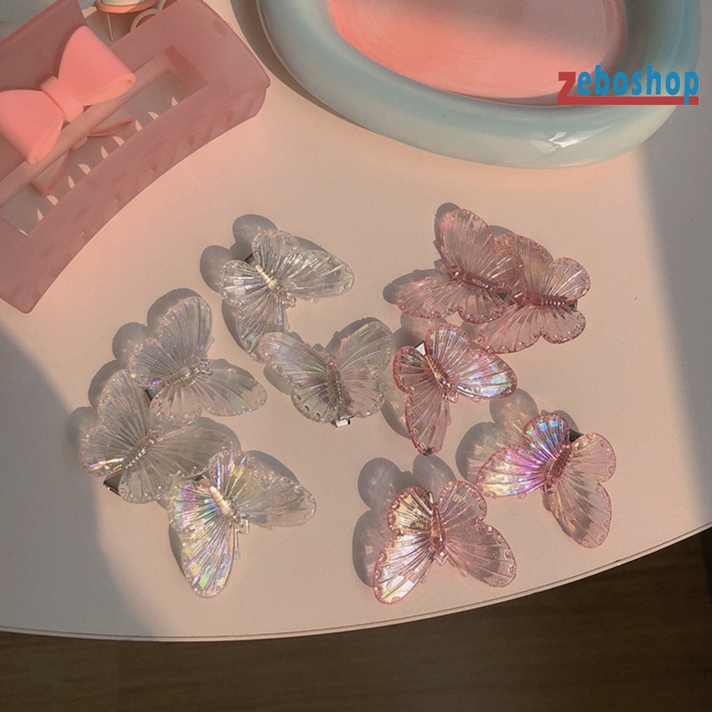 Kẹp Tóc Hình Bướm Trong Suốt Tạo Hiệu Ứng 3D Xinh Xắn Cho Nữ