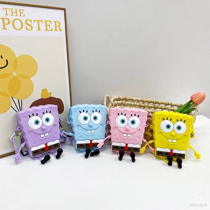 Túi Đeo Chéo Hình SpongeBob Dễ Thương Thời Trang Sức Chứa Lớn Dành Cho Trẻ Em
