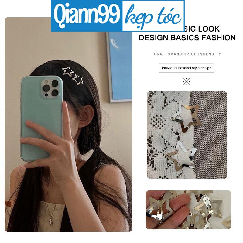 💓Kẹp Tóc Hình Ngôi Sao Năm Cánh Bằng Kim Loại Bạc Dễ Thương Cho Nữ Y2k