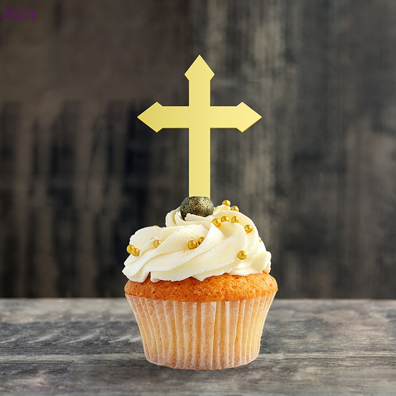 Bộ 12 Topper Trang Trí Bánh Cupcake Hình Thánh Giá Mới