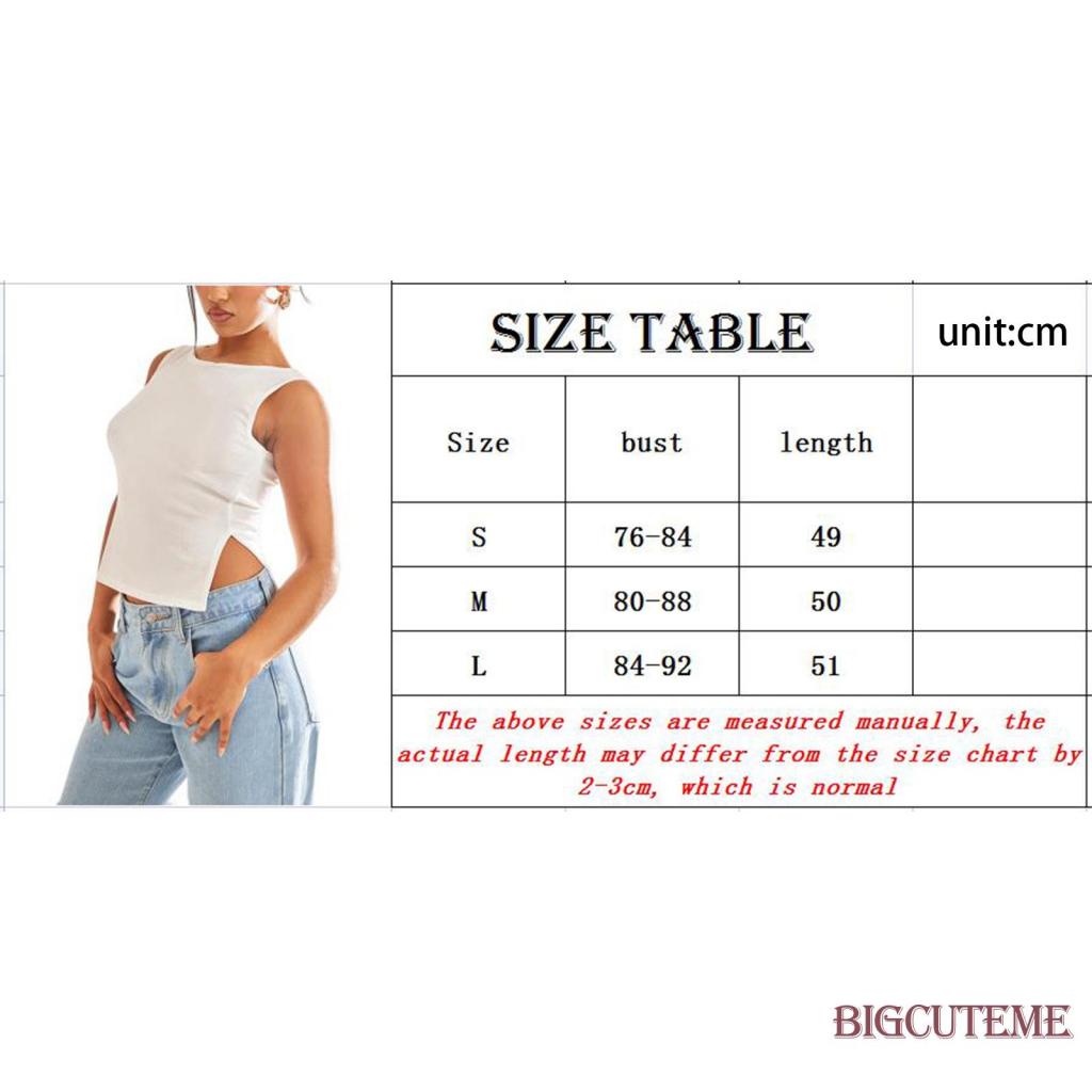 Áo Sát Nách Cổ Tròn Màu Trơn Xẻ Tà Bên Hông Thời Trang Mùa Hè Cho Nữ