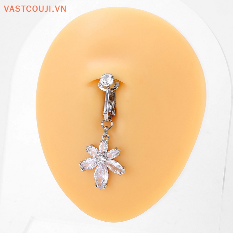 Khuyên Rốn Đính Đá Zircon Giả Bằng Thép Thời Trang Cho Nữ