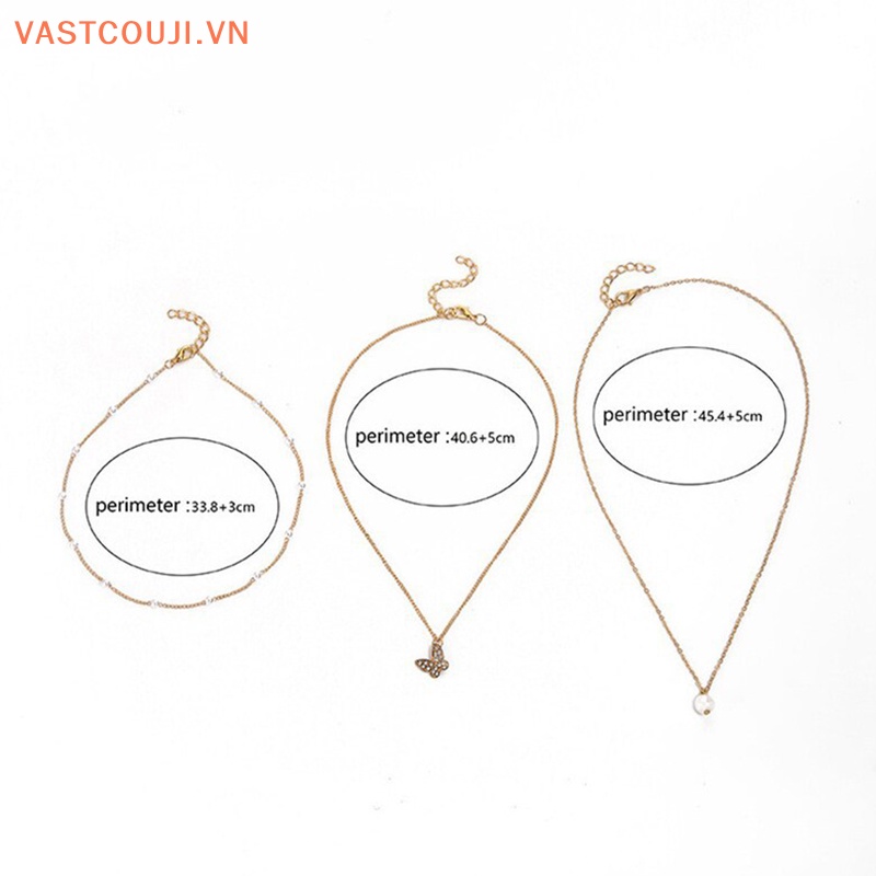 Vòng Cổ Choker Nhiều Lớp Mặt Hình Bướm Và Ngọc Trai Thanh Lịch Cho Nữ