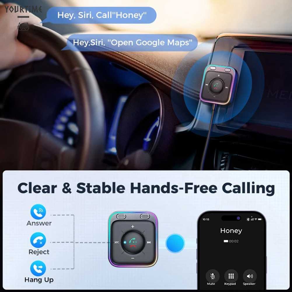 Bộ Chuyển Đổi Âm Thanh Bluetooth 5.3 AUX Kép Cho Xe Hơi