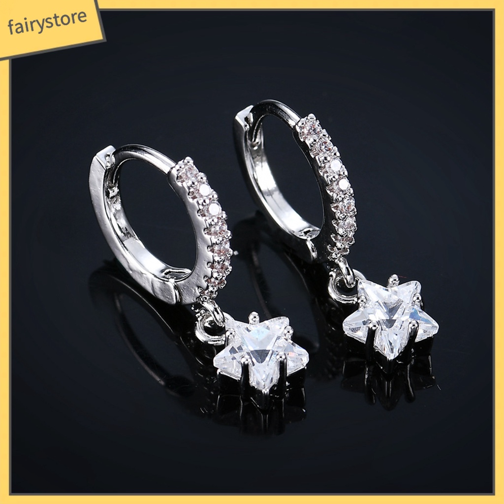 1 Đôi Bông Tai Hình Ngôi Sao Đính Đá Zircon Nhiều Màu Dành Cho Nữ