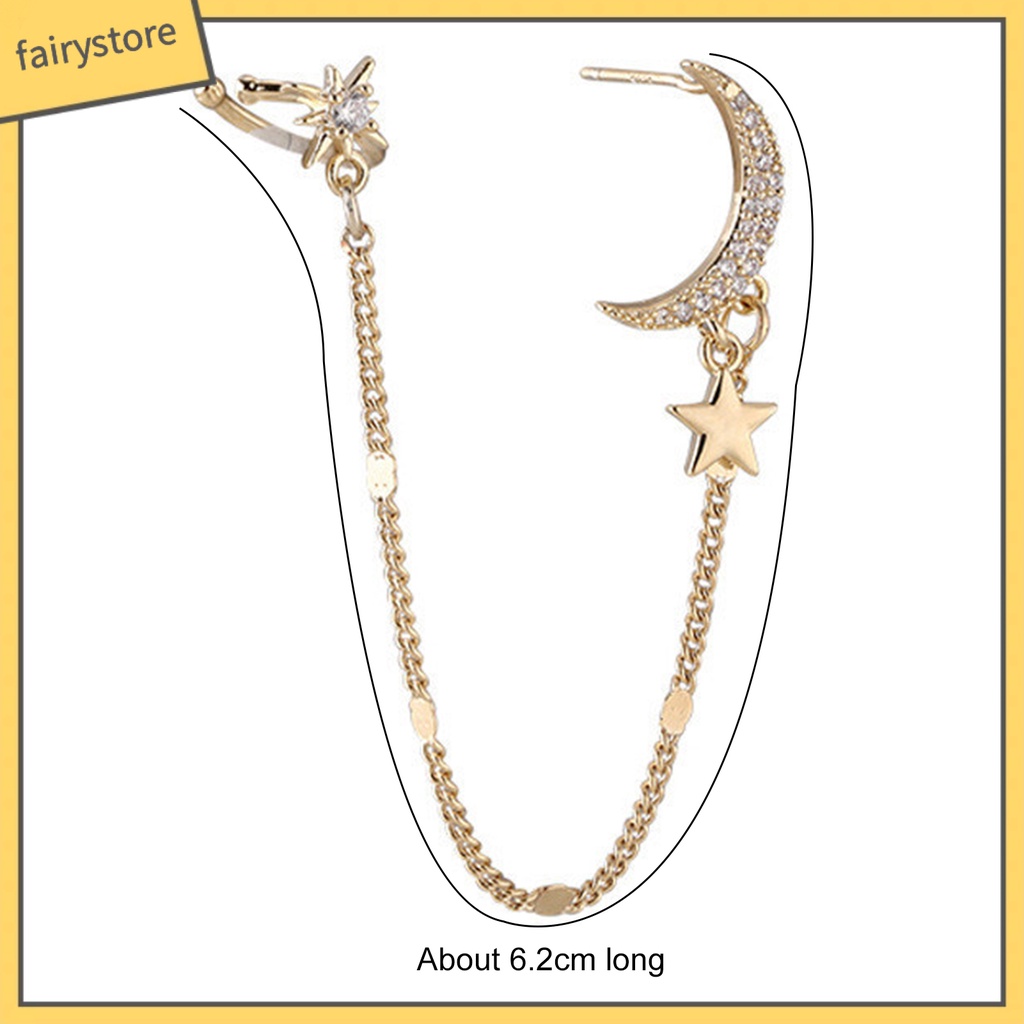 1 Bông Tai Hình Mặt Trăng Đính Đá Lấp Lánh Dễ Phối Đồ Dành Cho Nữ