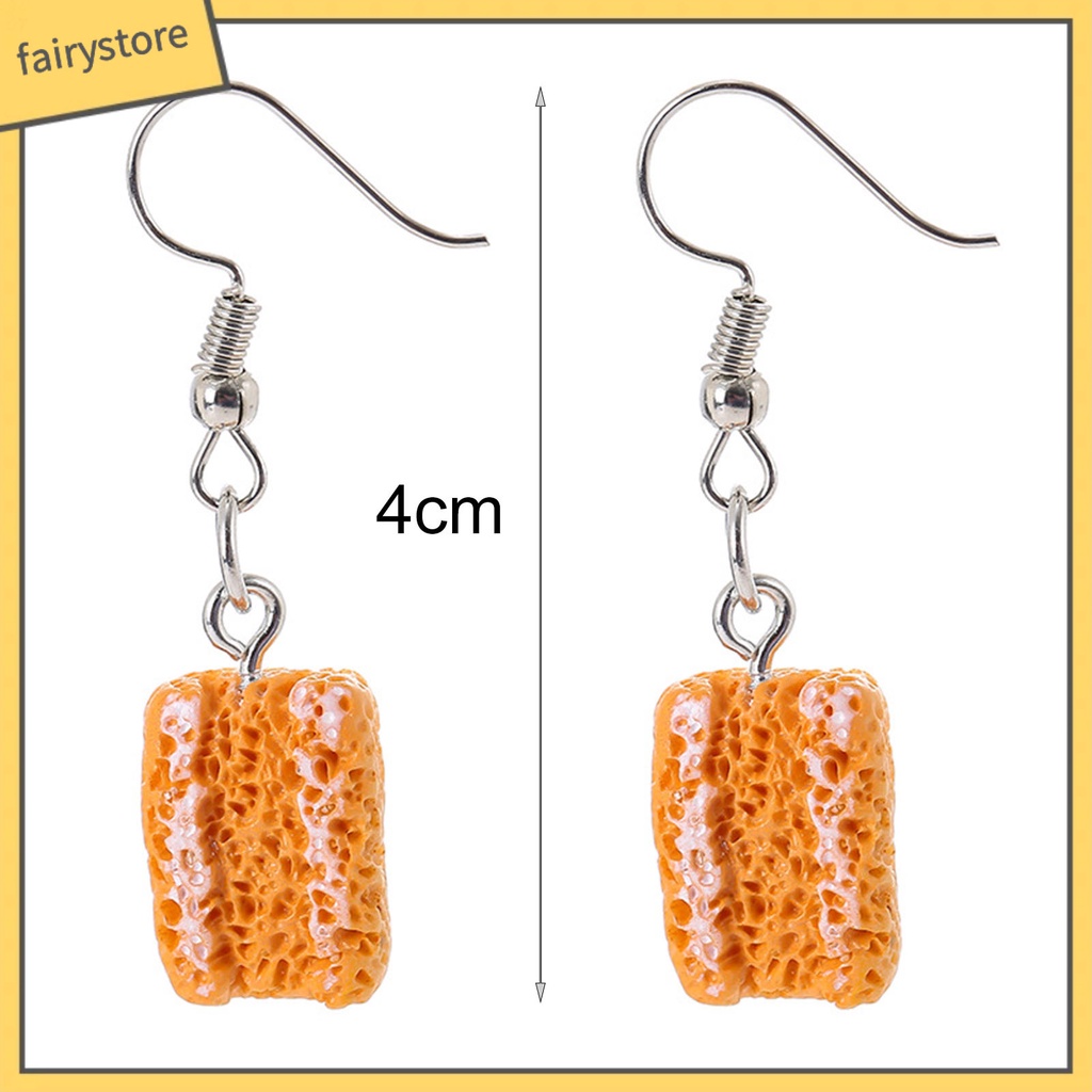 1 Đôi Bông Tai Hình Bánh Mì Dáng Dài Vui Nhộn