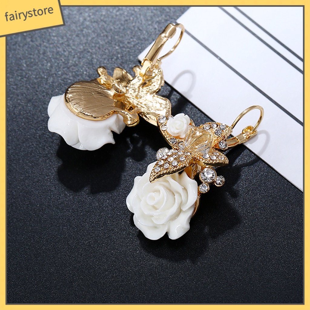 1 Đôi Bông Tai Hình Hoa Đính Đá Phong Cách Vintage Dành Cho Nữ