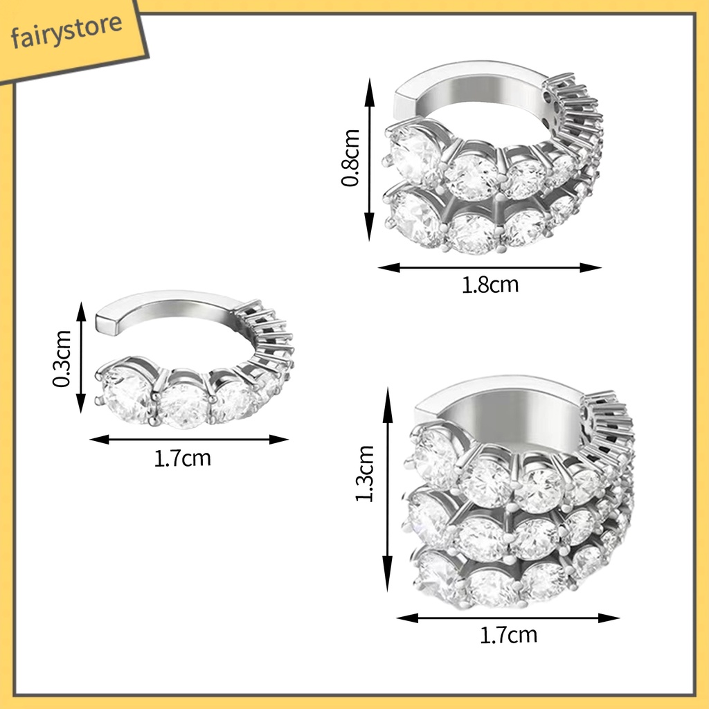 [FRO] 1 Khuyên Tai Dạng Kẹp Thiết Kế Kim Cương Giả Lấp Lánh Nhiều Lớp Dễ Phối Đồ Màu Sắc Sống Động Không Cần Khoan Lỗ Thích Hợp Làm Quà Tặng Trang Sức Nữ