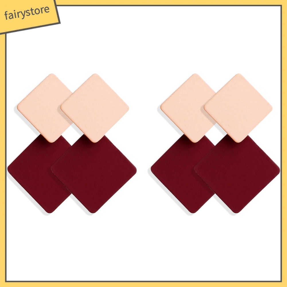 Set 2 Đôi Khuyên Tai Hình Khối Vuông Nhiều Màu Sắc Thời Trang Dành Cho Nữ