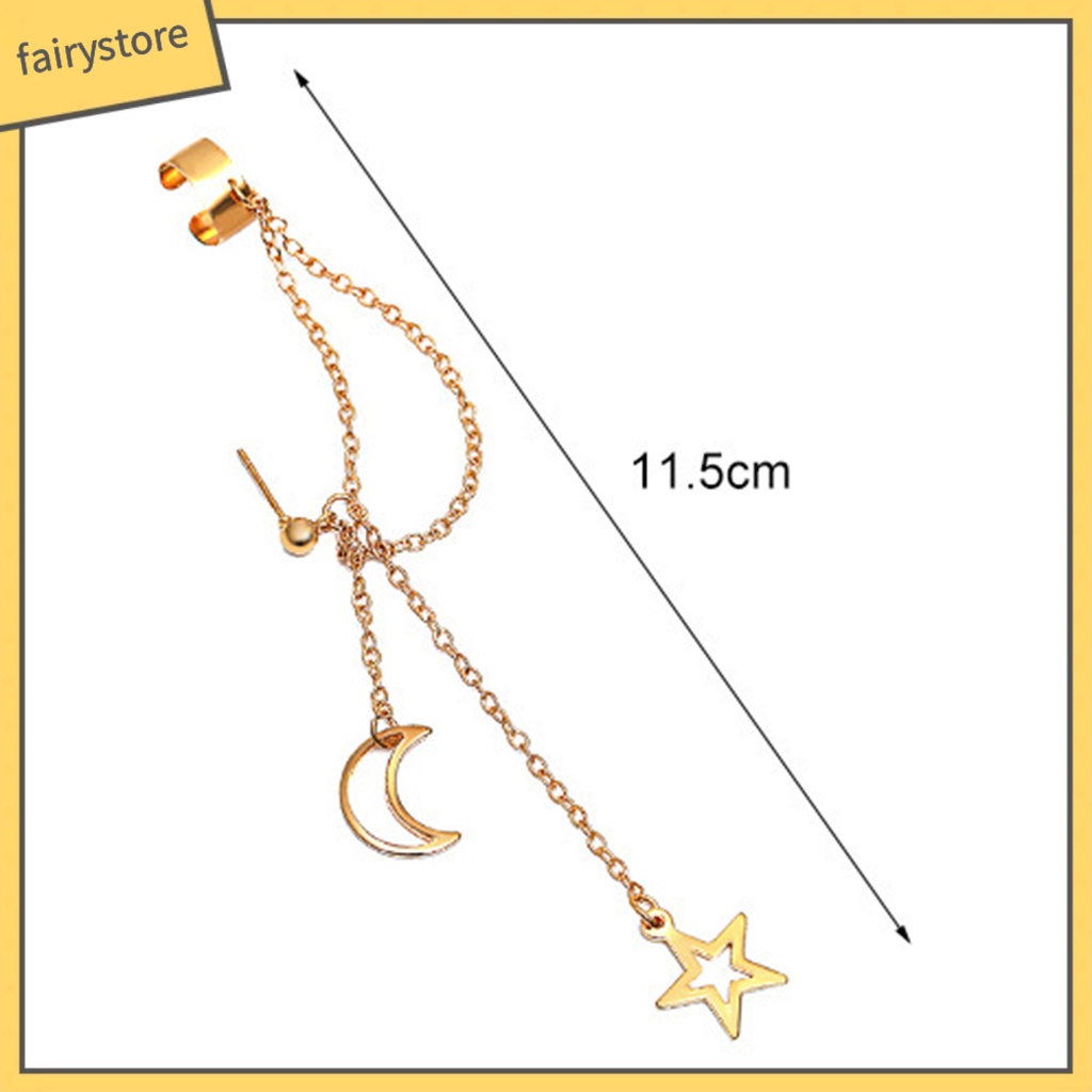 1 Khuyên Tai Dạng Kẹp Hình Mặt Trăng Bằng Thép Không Gỉ Màu Sắc Đơn Giản