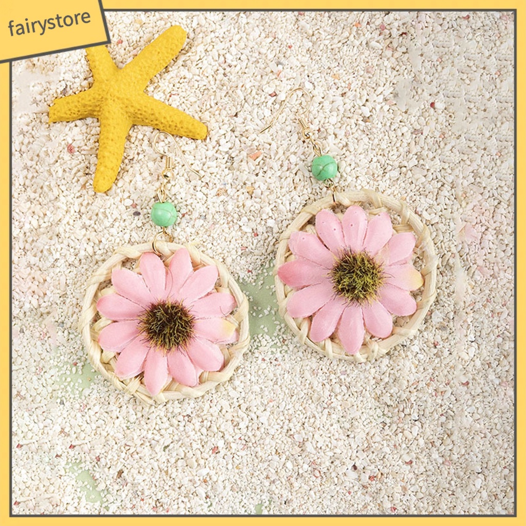 1 Đôi Bông Tai Hình Học Dáng Dài Hình Hoa Thời Trang Cho Nữ