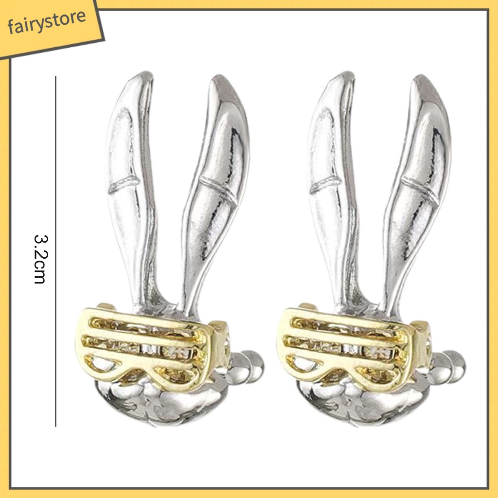 1 Đôi Khuyên Kẹp Vành Tai / Kính Mát Hình Thỏ Phong Cách Hip Hop Punk Thời Trang