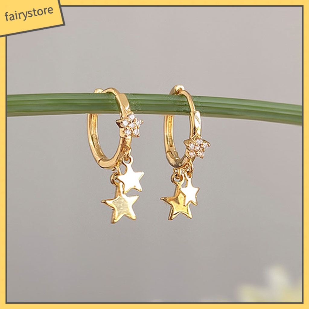 1 Đôi Bông Tai Hình Ngôi Sao Đính Đá Trang Trí Không Phai Màu Trọng Lượng Nhẹ Thời Trang Dành Cho Nữ