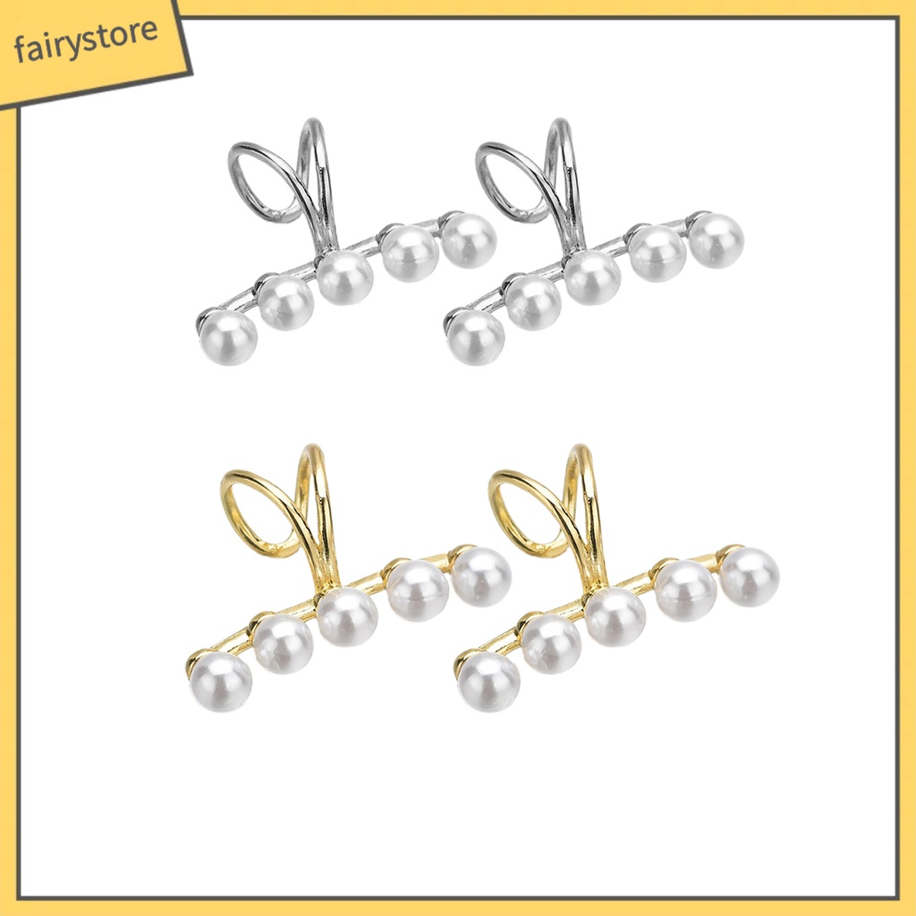 Khuyên Kẹp Vành Tai Đính Ngọc Trai Giả Thời Trang Dự Tiệc Cho Nữ